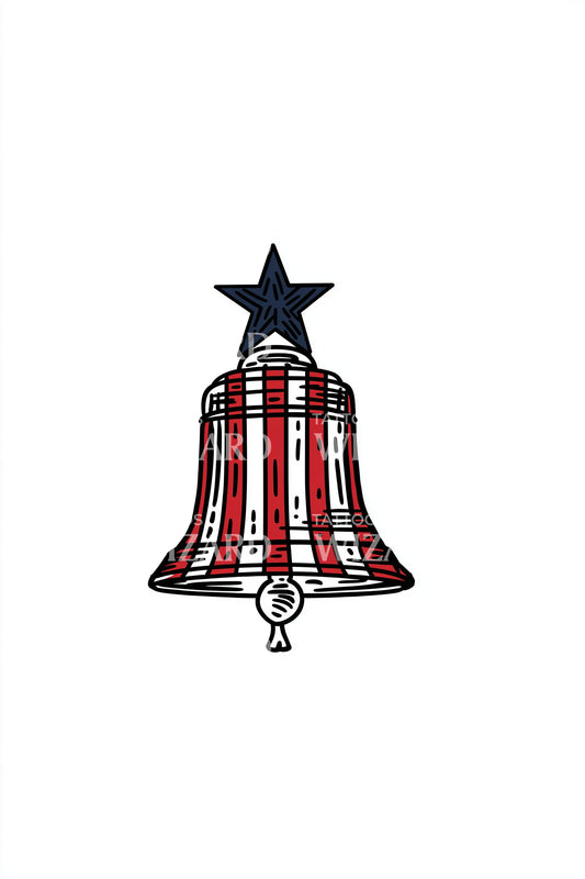 Patriot Striped Bell Tattoo Design
