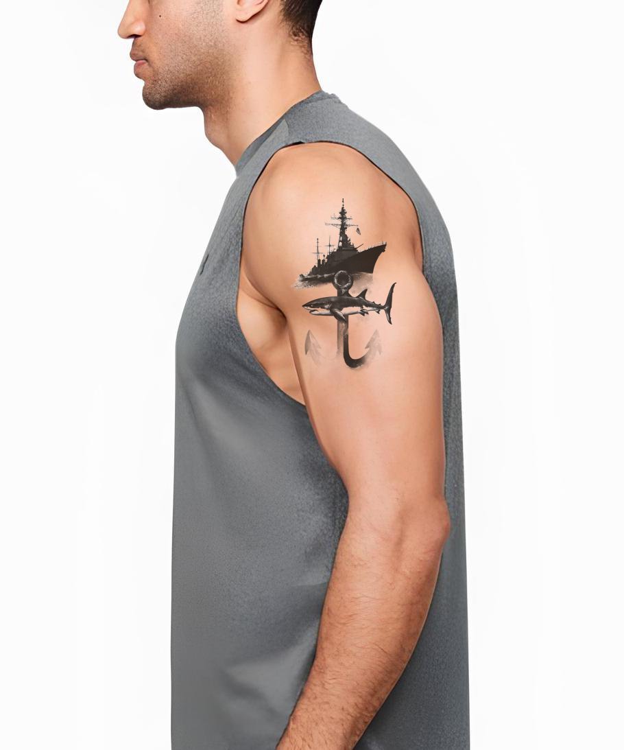 American Military Ship Tattoo Design