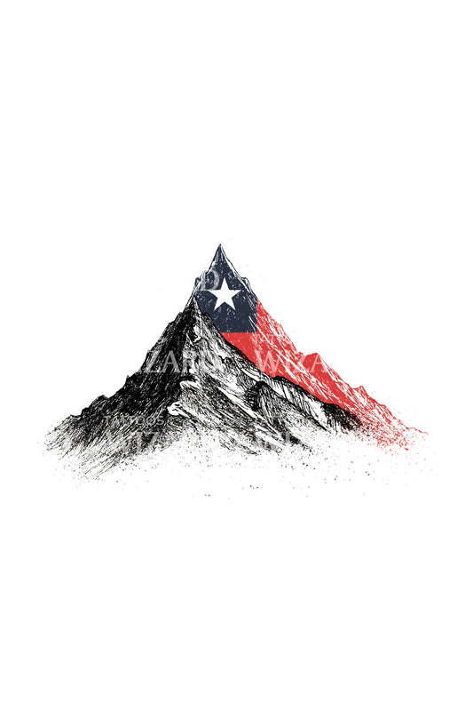 愛国的なチリの山頂タトゥーイラストレーション