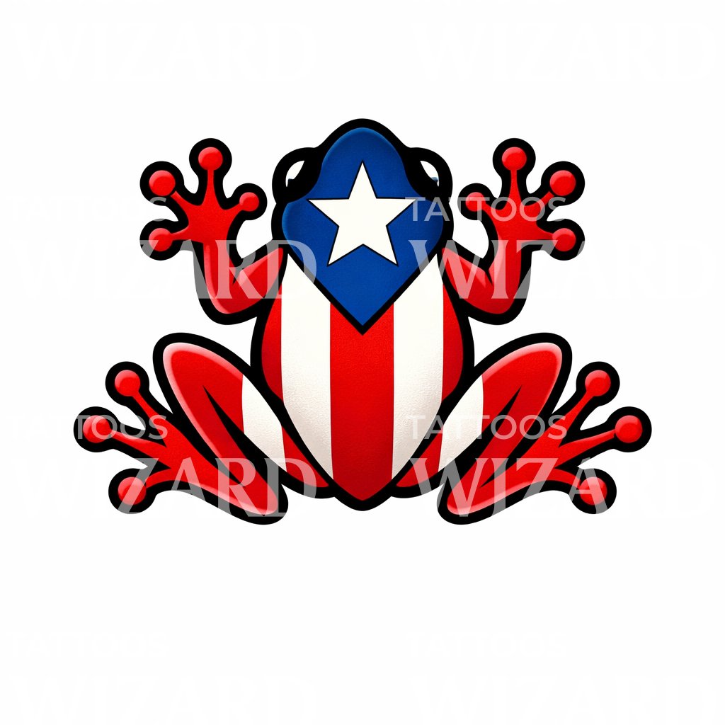 Patriotic Frog Tattoo Design