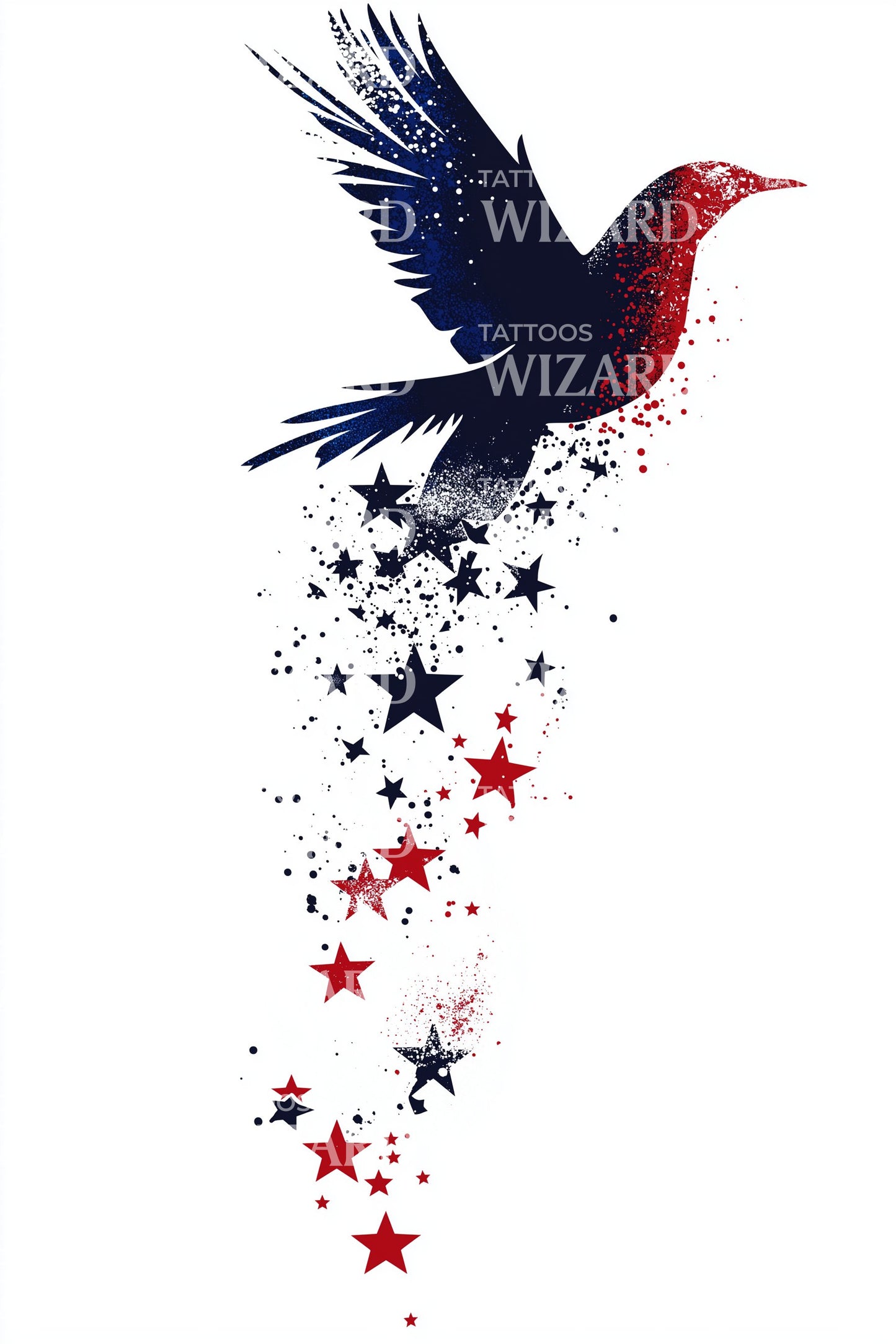 Patriotic Starflight Bird Tattoo Idea
