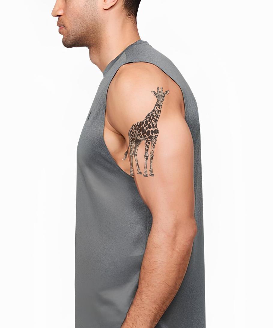 Patterned Giraffe Standing Tattoo Design