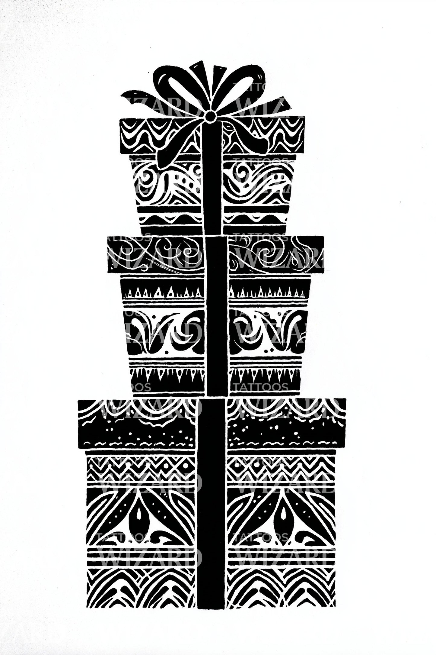 Patterned Holiday Presents Tattoo Design