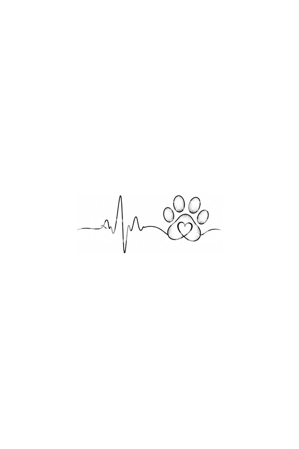 Paw Print Heartbeat Fine Line Tattoo – Tattoos Wizard Designs