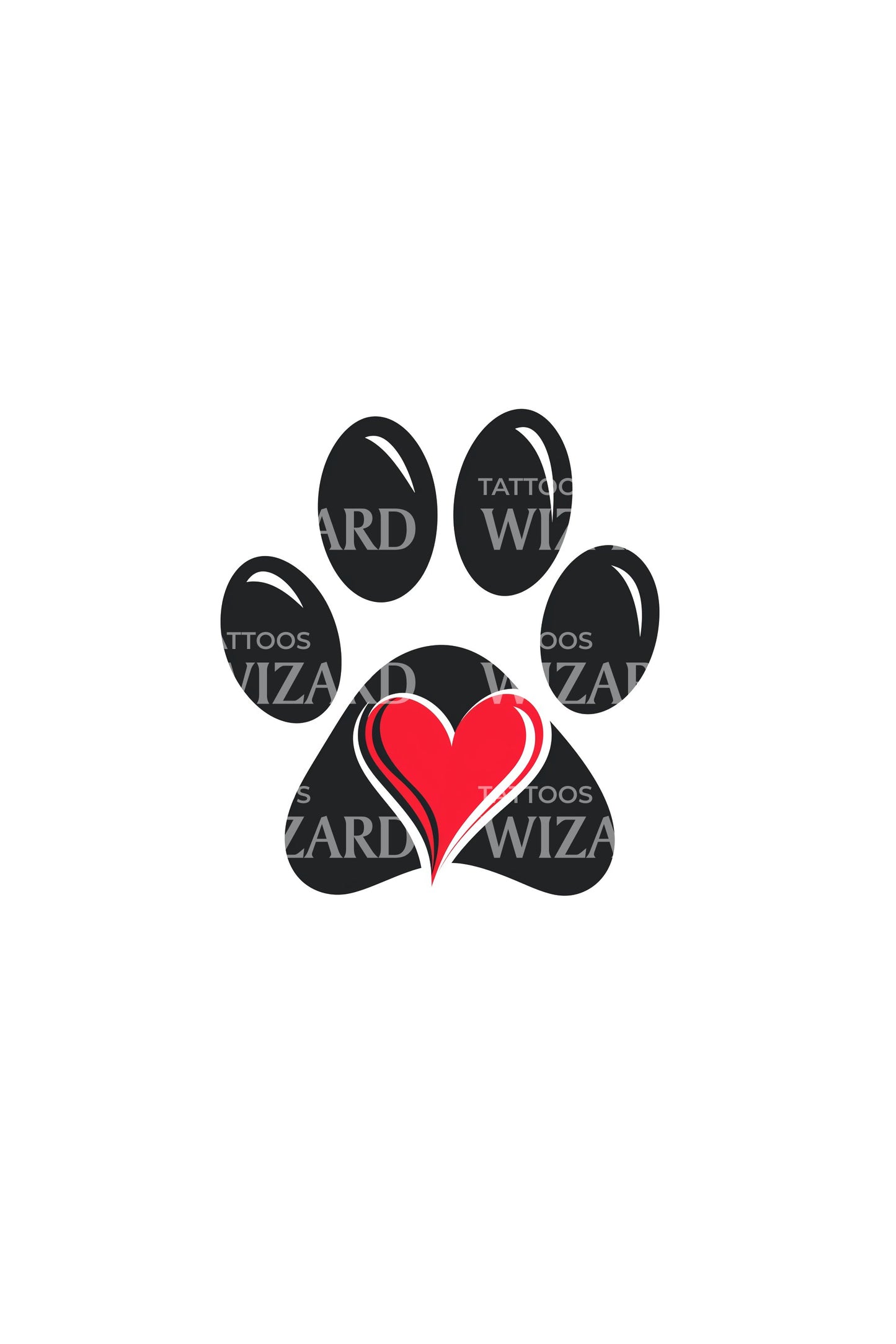 Paw Print with Red Heart Tattoo Idea