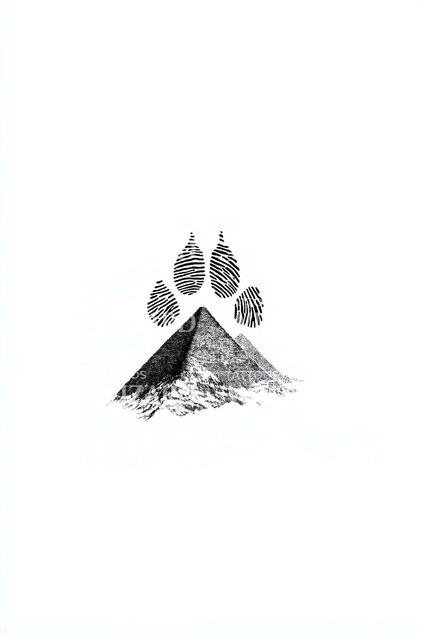 Paw Prints and Mountain Tattoo Design