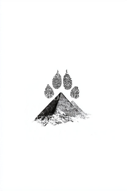 Paw Prints and Mountain Tattoo Design