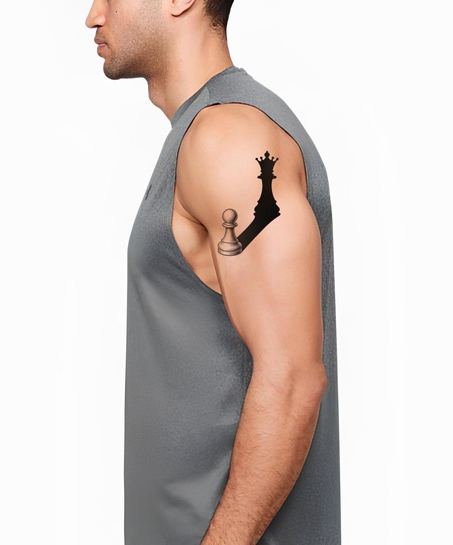 Pawn Casting a Queen Shadow Tattoo Design