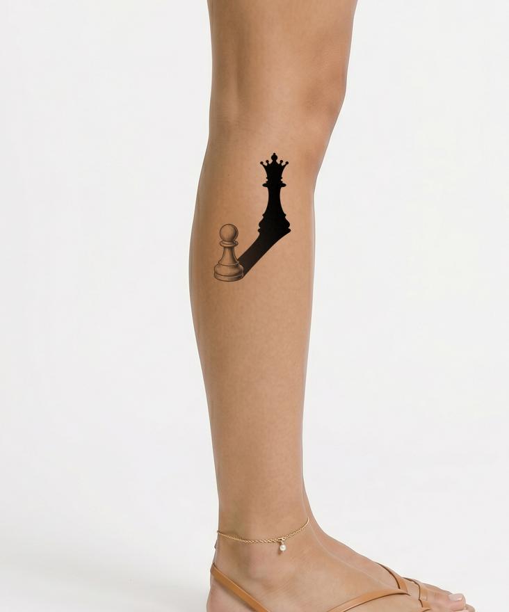 Pawn Casting a Queen Shadow Tattoo Design
