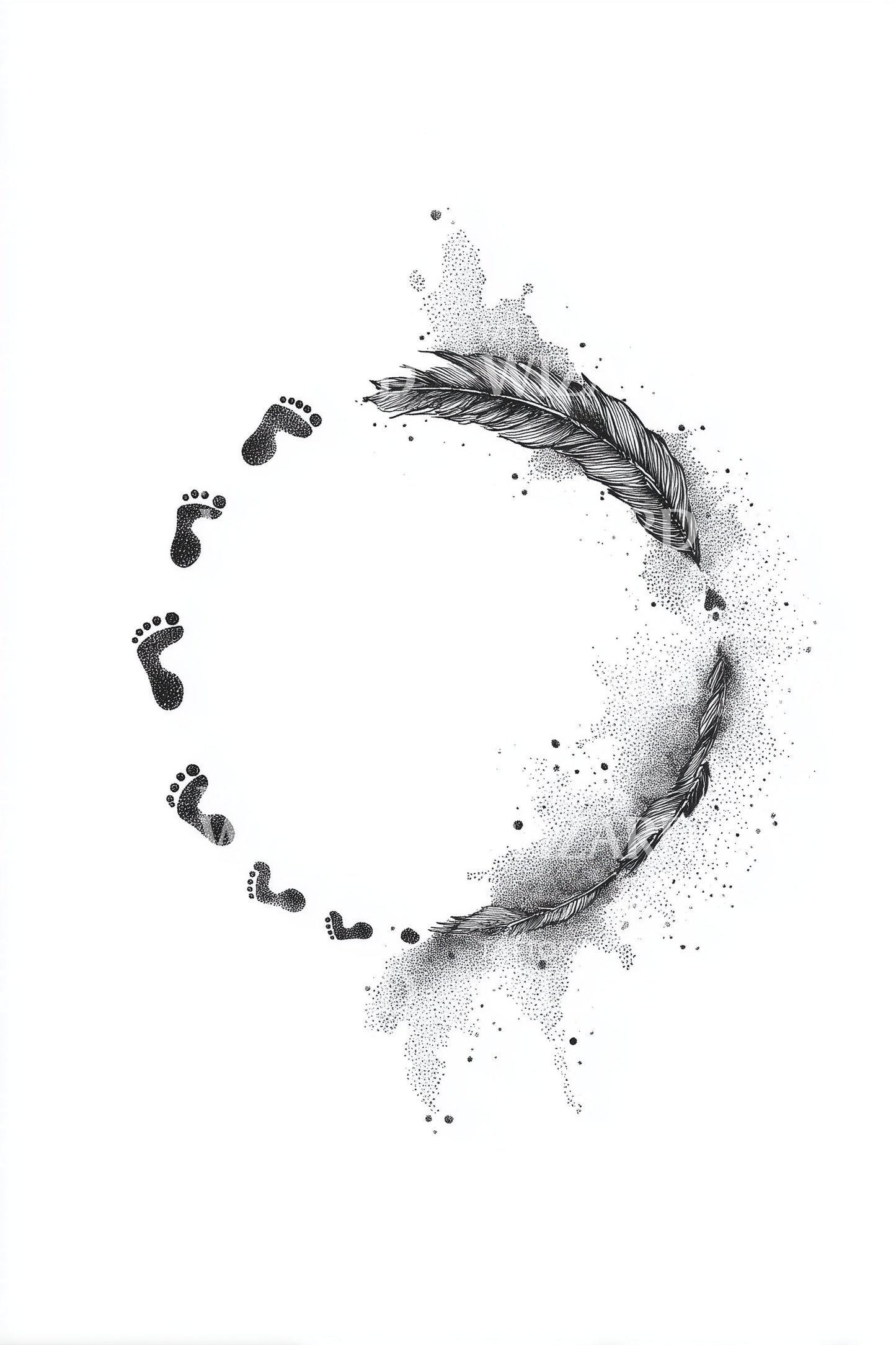 Pawprint Crescent Watercolor Tattoo Idea