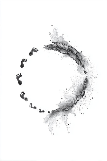 Pawprint Crescent Watercolor Tattoo Idea