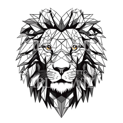 Geometric Lion Head Tattoo Design