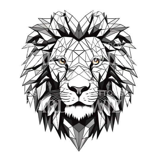 Geometrisches Löwenkopf Tattoo Design