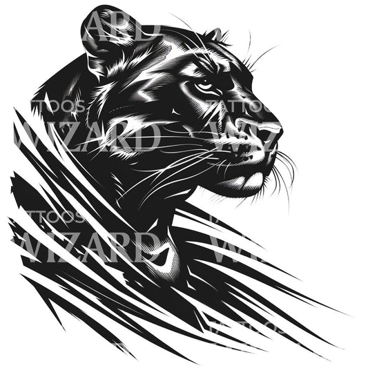 Vibrant Black Panther Portrait Tattoo Design