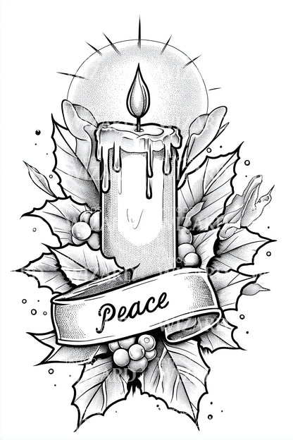 Peace Candle Holly Tattoo Illustration