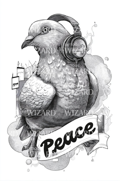 Vredesduif Koptelefoon Tattoo Idee