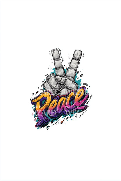 Peace Graffiti Lettering Tattoo Design