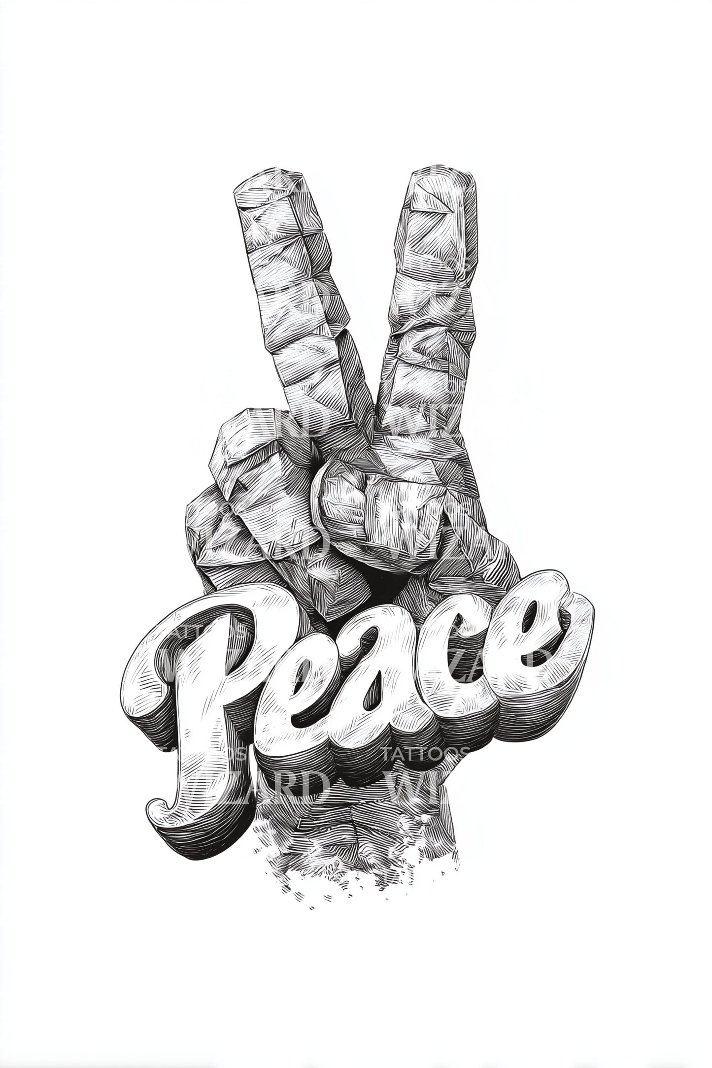 Peace Hand Sign Tattoo Design