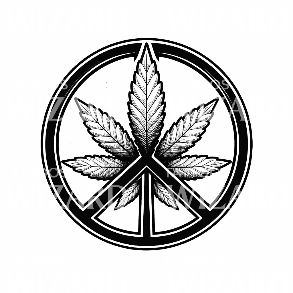 Peace Leaf Tattoo Design