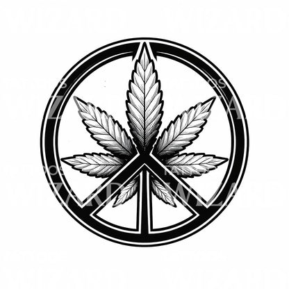 Peace Leaf Tattoo Design