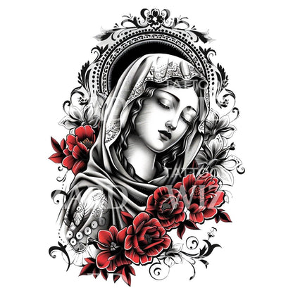 Peaceful Chistian Saint Tattoo Design