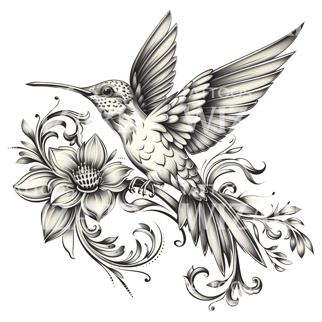 Peaceful Hummingbird Tattoo Design