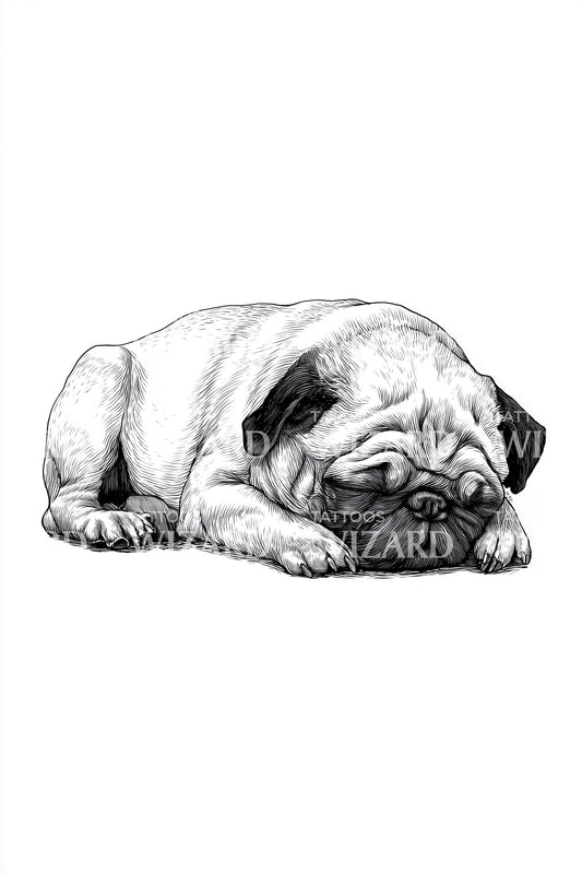 Idea de tatuaje de siesta pacífica de carlino
