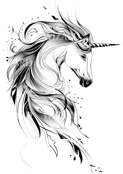 Peaceful Unicorn Tattoo Design