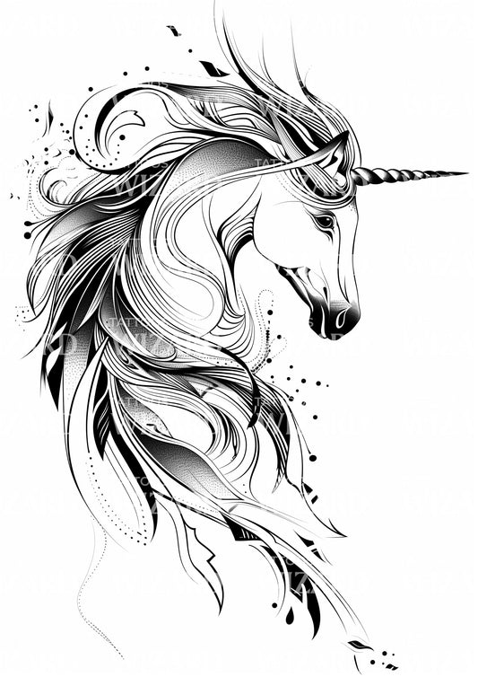 Peaceful Unicorn Tattoo Design