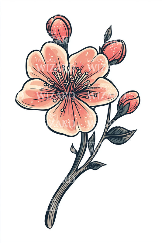 桃花枝纹身设计