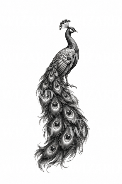 Tattoo-Design mit kaskadierendem Pfauenschweif