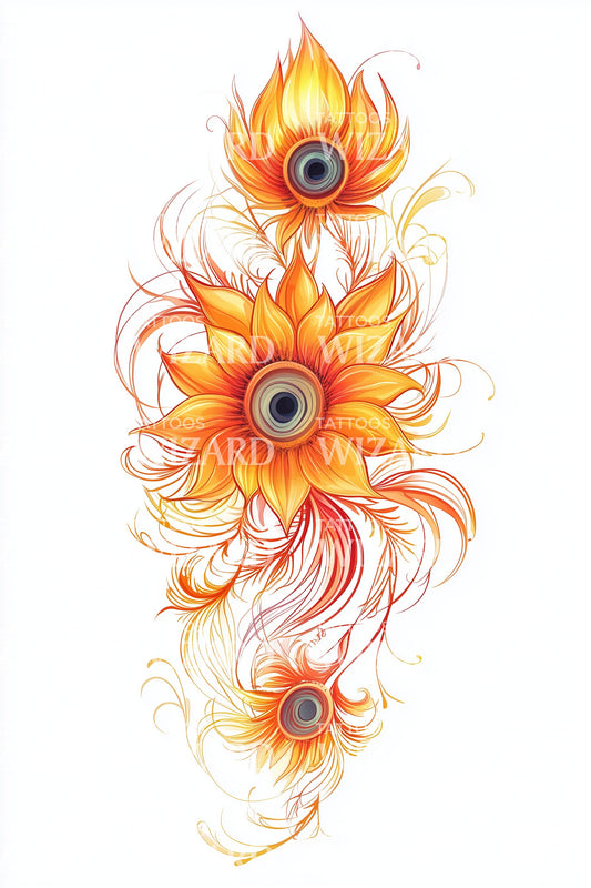 Peacock Eye Bloom Tattoo Design