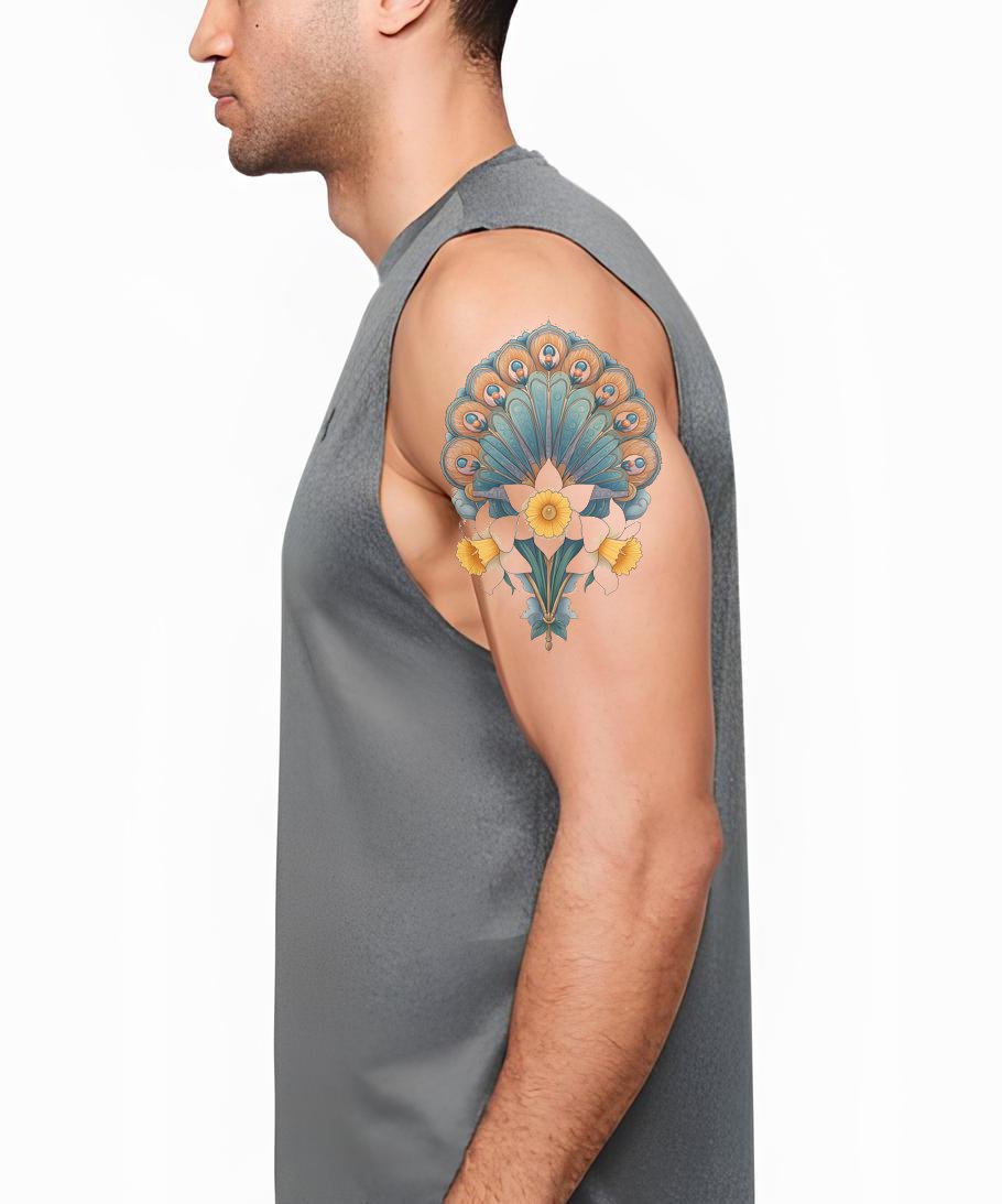 Påfuglefjer Påskelilje Tatoveringsdesign