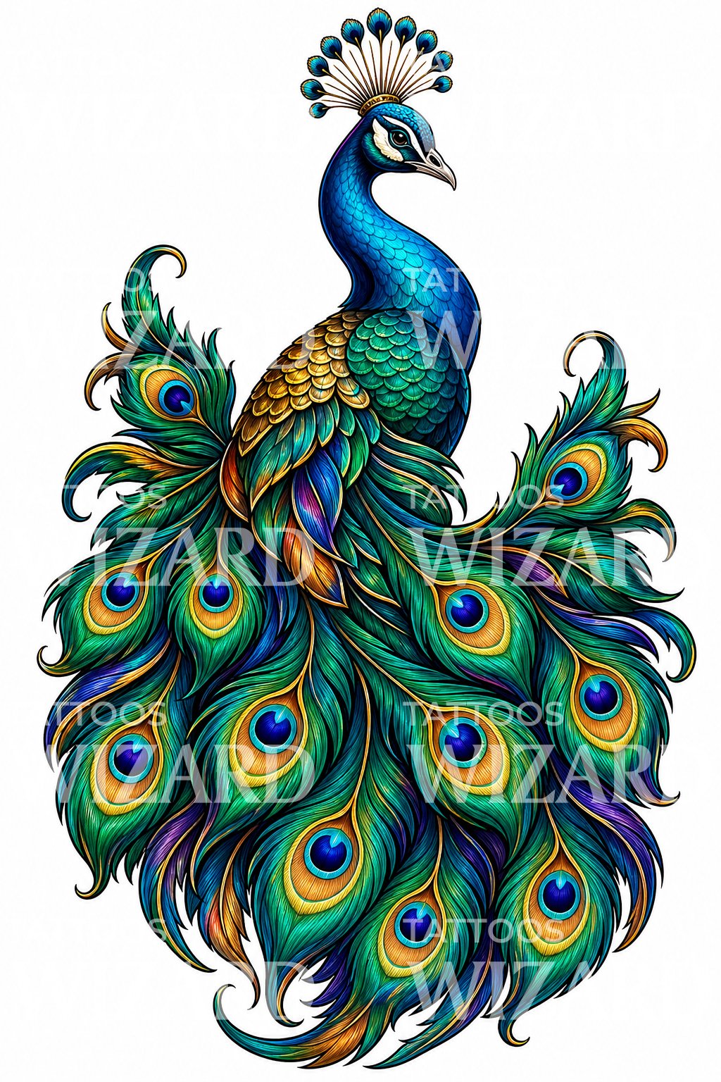 Tattoo-design med påfugl