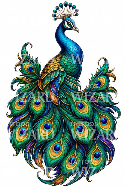 Tattoo-design med påfugl
