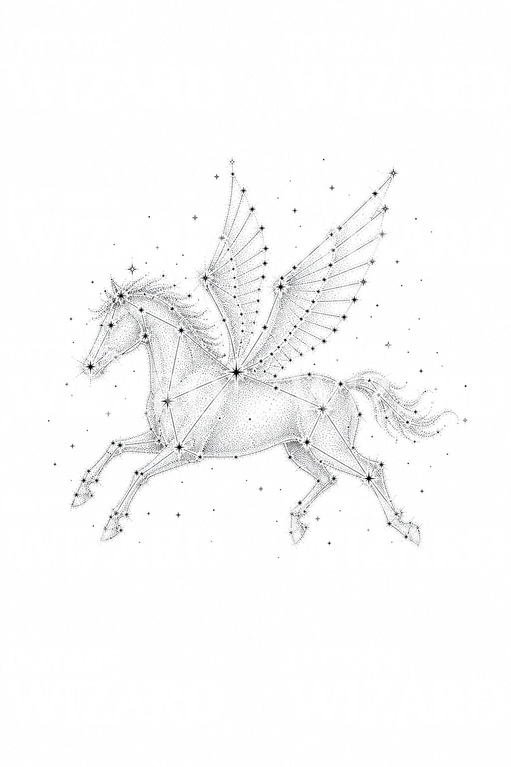 Pegasus Stjernebillede Stjernekort Tatoveringsdesign