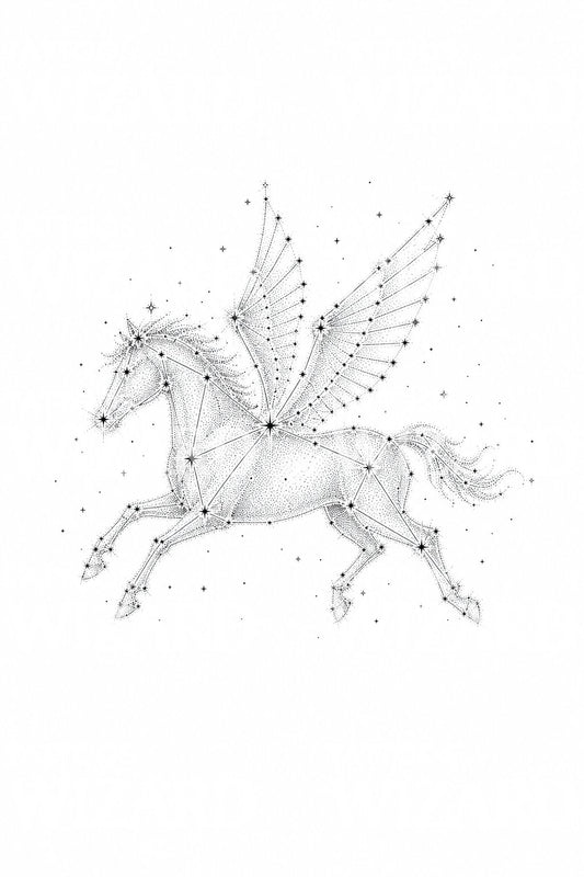 Diseño de tatuaje de mapa estelar de la constelación de Pegaso