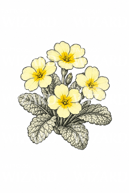 Design de tatuagem de prímula a lápis