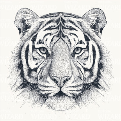 Pencil Sketch Tiger Tattoo Design