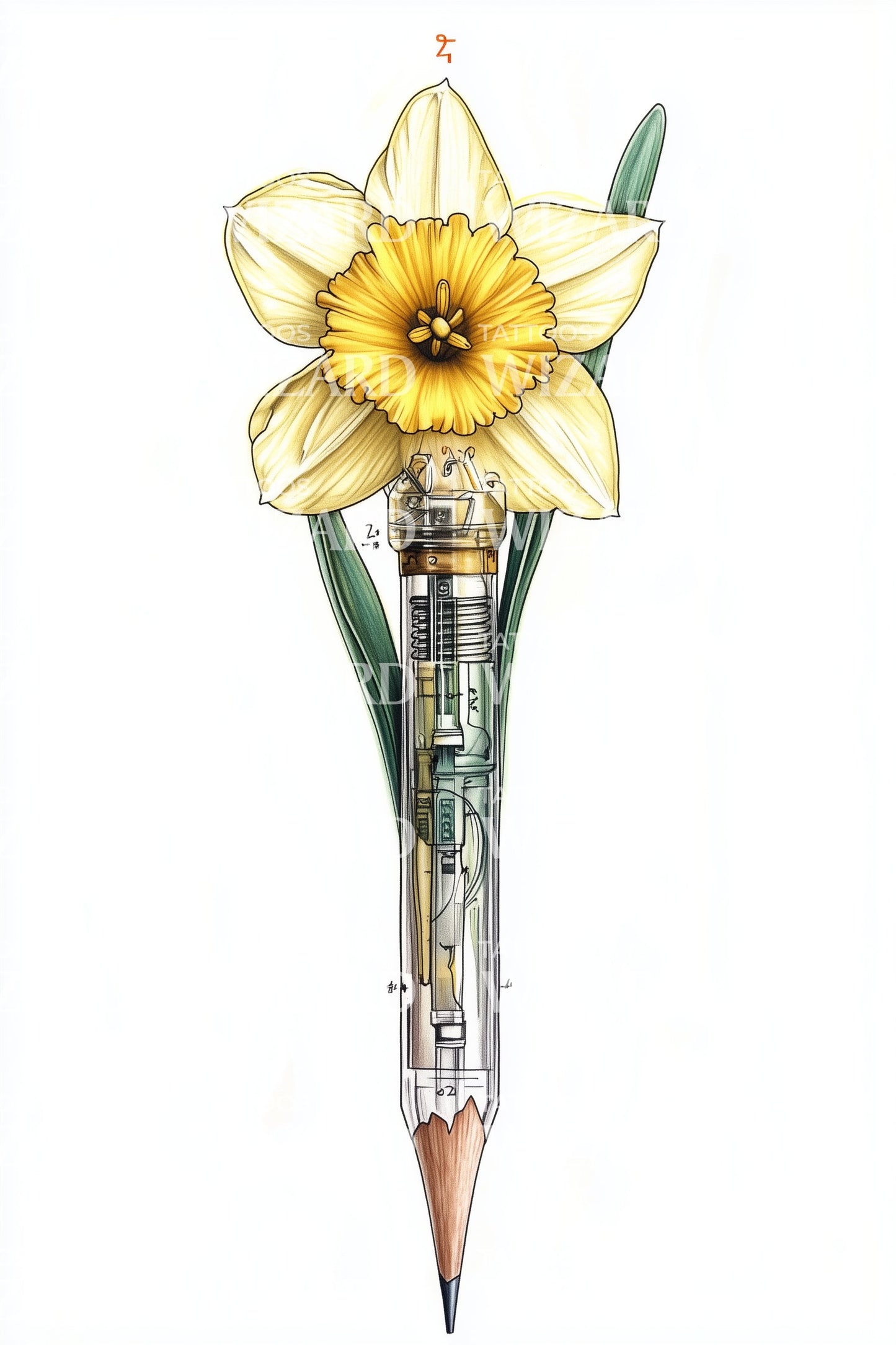 Pencil Stem Daffodil Tattoo Idea