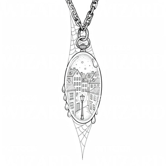 Pendant Cityscape Locket Tattoo Design