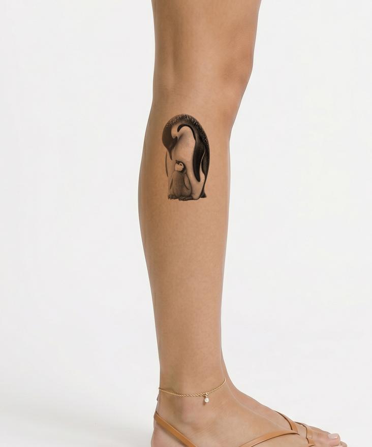Emperor Penguin with Chick Tattoo Design