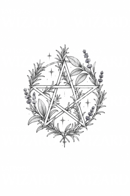Pentacle Woven with Herbs Tattoo Idea