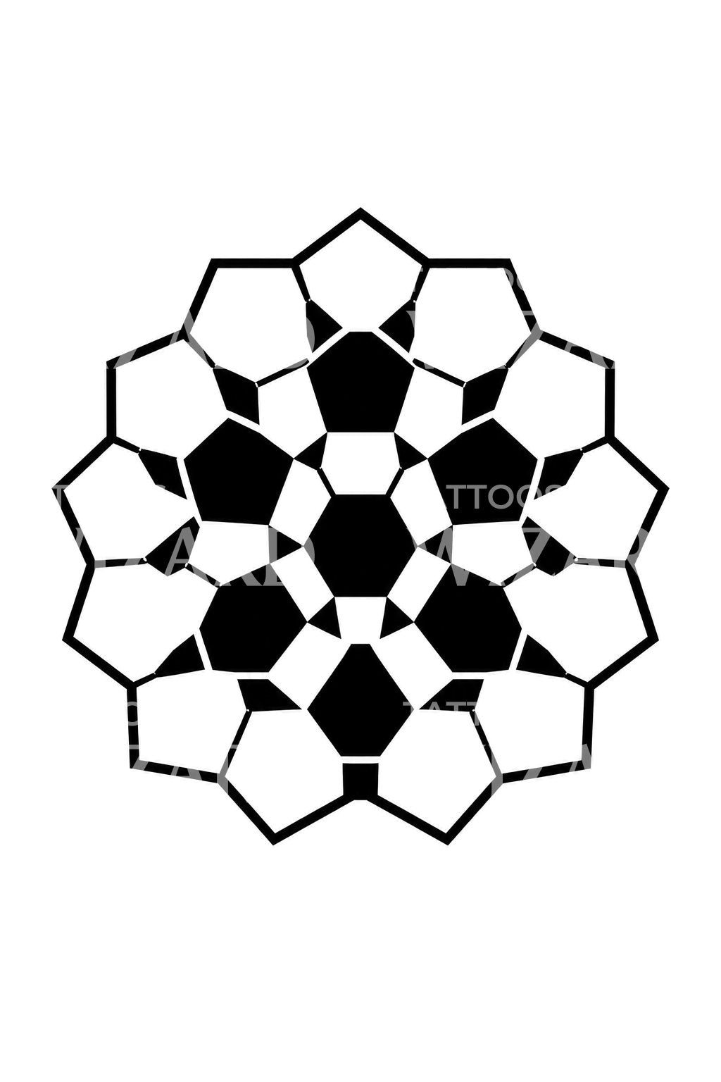Ilustração de tatuagem de rosácea pentagonal em treliça