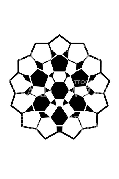 Ilustração de tatuagem de rosácea pentagonal em treliça