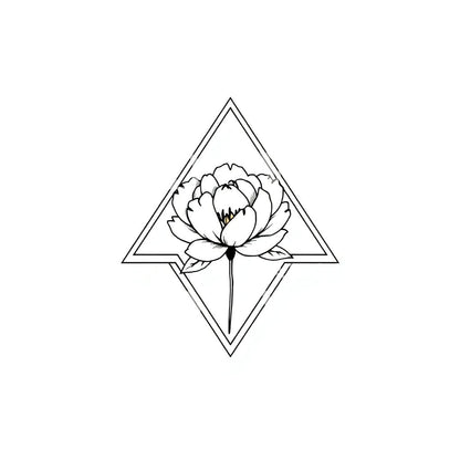 Peony in Diamond Tattoo Design