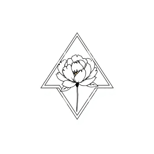 Peony in Diamond Tattoo Design