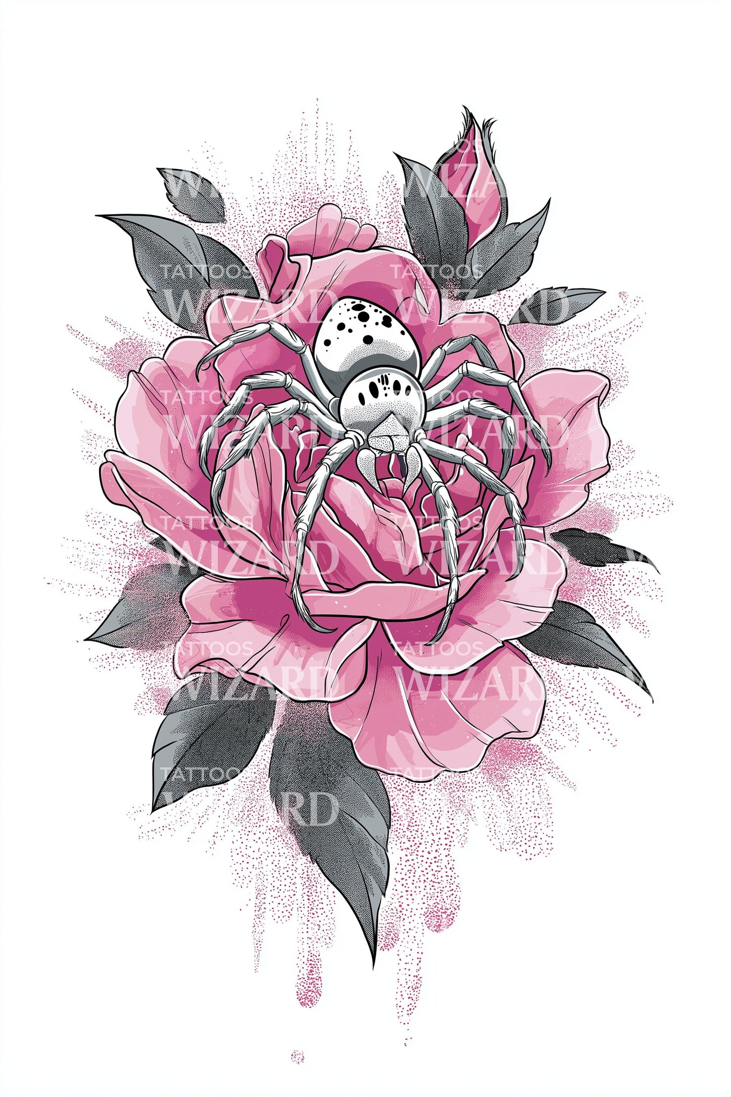 Peony Ladybug Harmony Tattoo Design