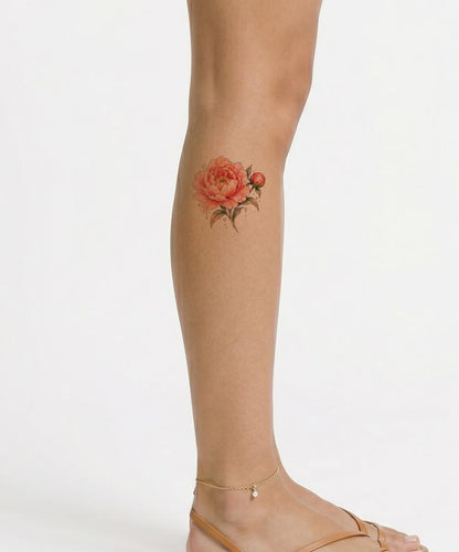 Romantic Peach Peony Drip Wash Tattoo Idea