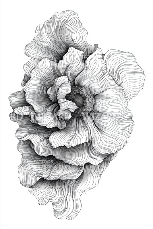 牡丹阴影流动纹身插图